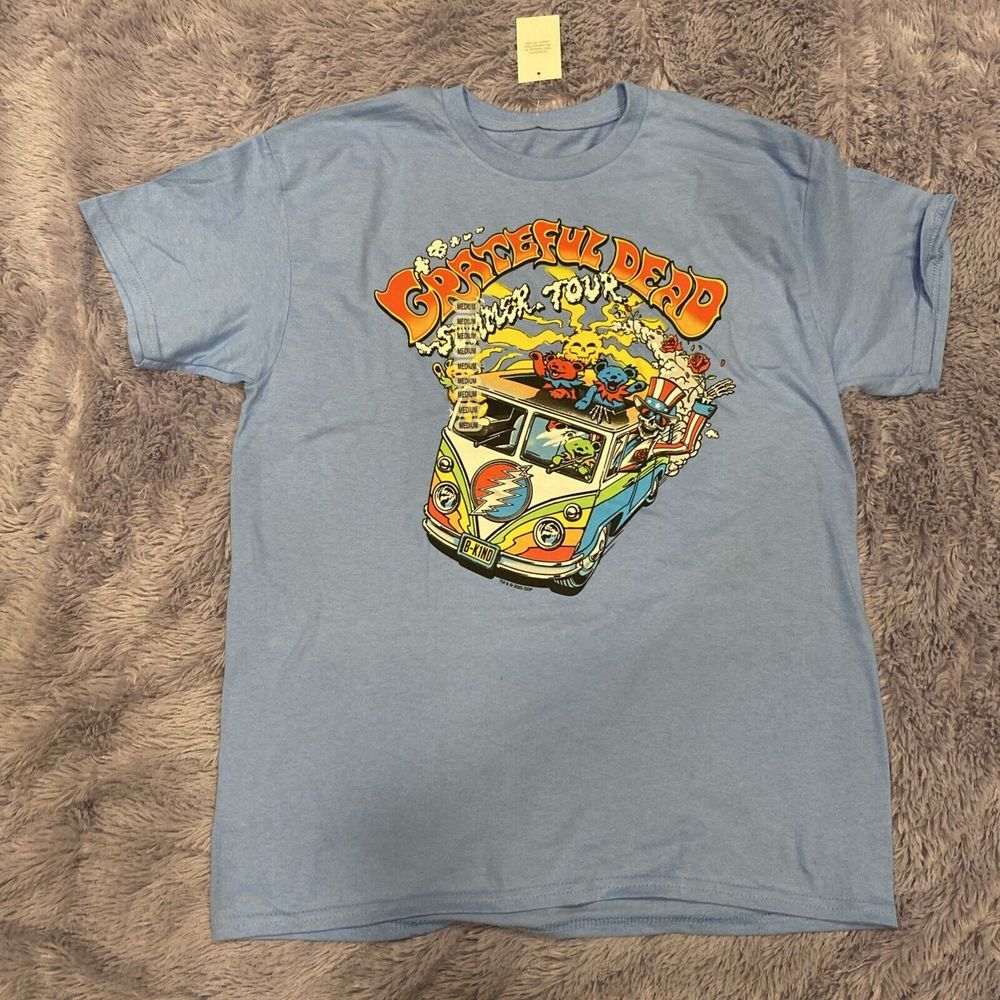 The Grateful Dead Summer Tour 2023 Band T Shirt Mens Size Medium‎  Solid Blue